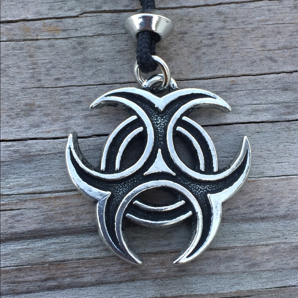 Triple Crescent Moon necklace double-sided